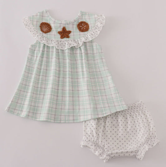 Green seashell bloomer set