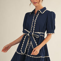 Navy trim accent dress