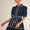 Navy trim accent dress