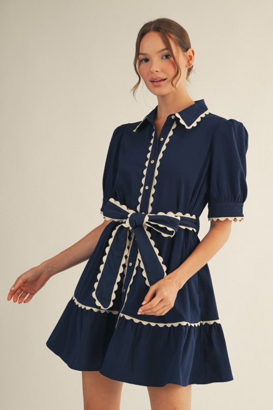 Navy trim accent dress