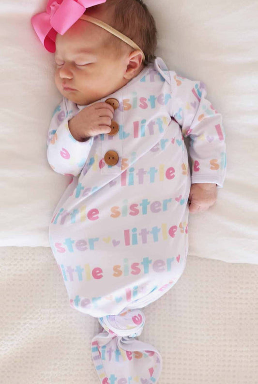 Little sister knot gown + hat set bamboo