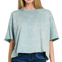 Acid crinkle wash tee - blue grey