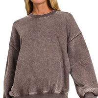 Acid wash pullover- brown