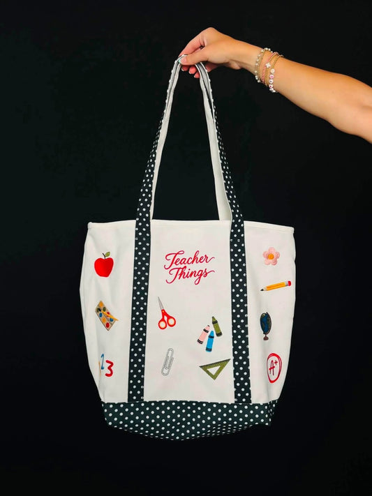 Teacher things tote bag