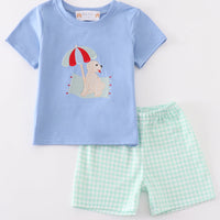 Blue Puppy Beach Short Set