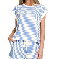 Striped blue short set