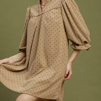 Swiss Dot Ruffle Neck Babydoll Dress