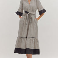 Black stripe midi dress