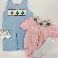 Pink Christmas tree smock bubble