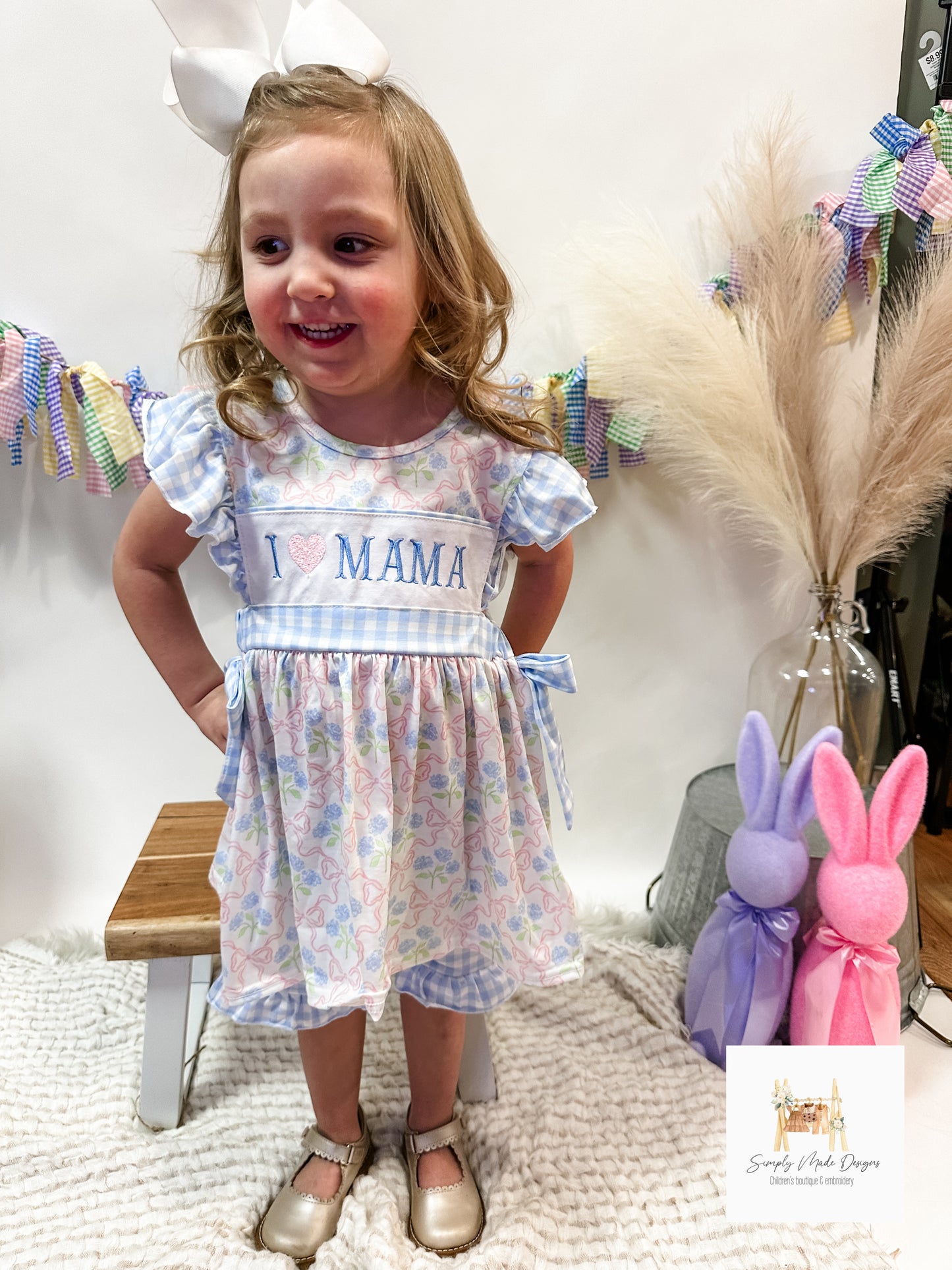 I love mama embroidery short set