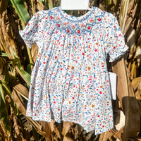 Floral smocked dress with bloomer