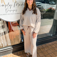 Brown stripe pant set
