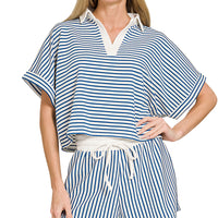Blue Collar striped short set