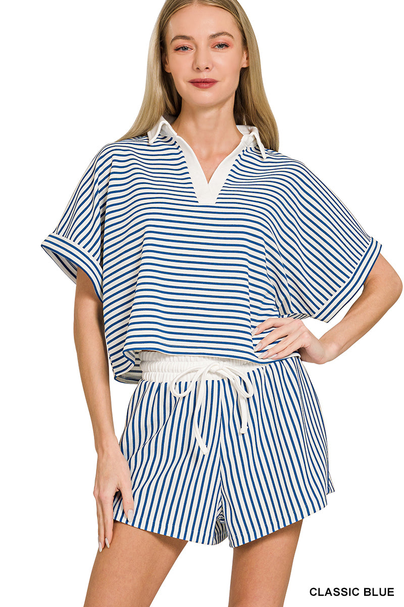 Blue Collar striped short set