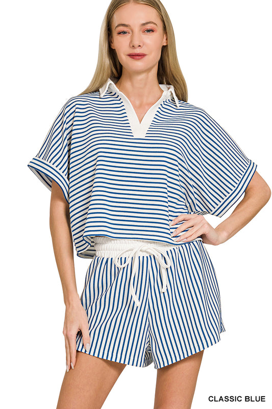 Blue Collar striped short set