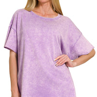 Acid wash French terry tee - lavender