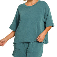 Plus teal  ribbed short set