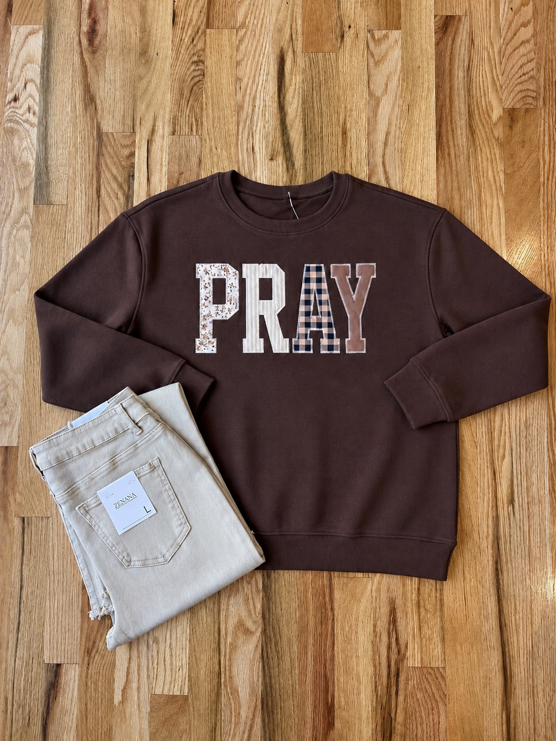 Brown PRAY sweatshirt
