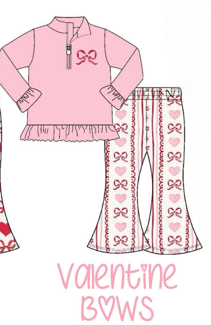 Bow Valentine’s Day girls set