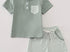 Green striped short set