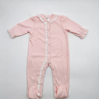 Pink lace trimmed footie