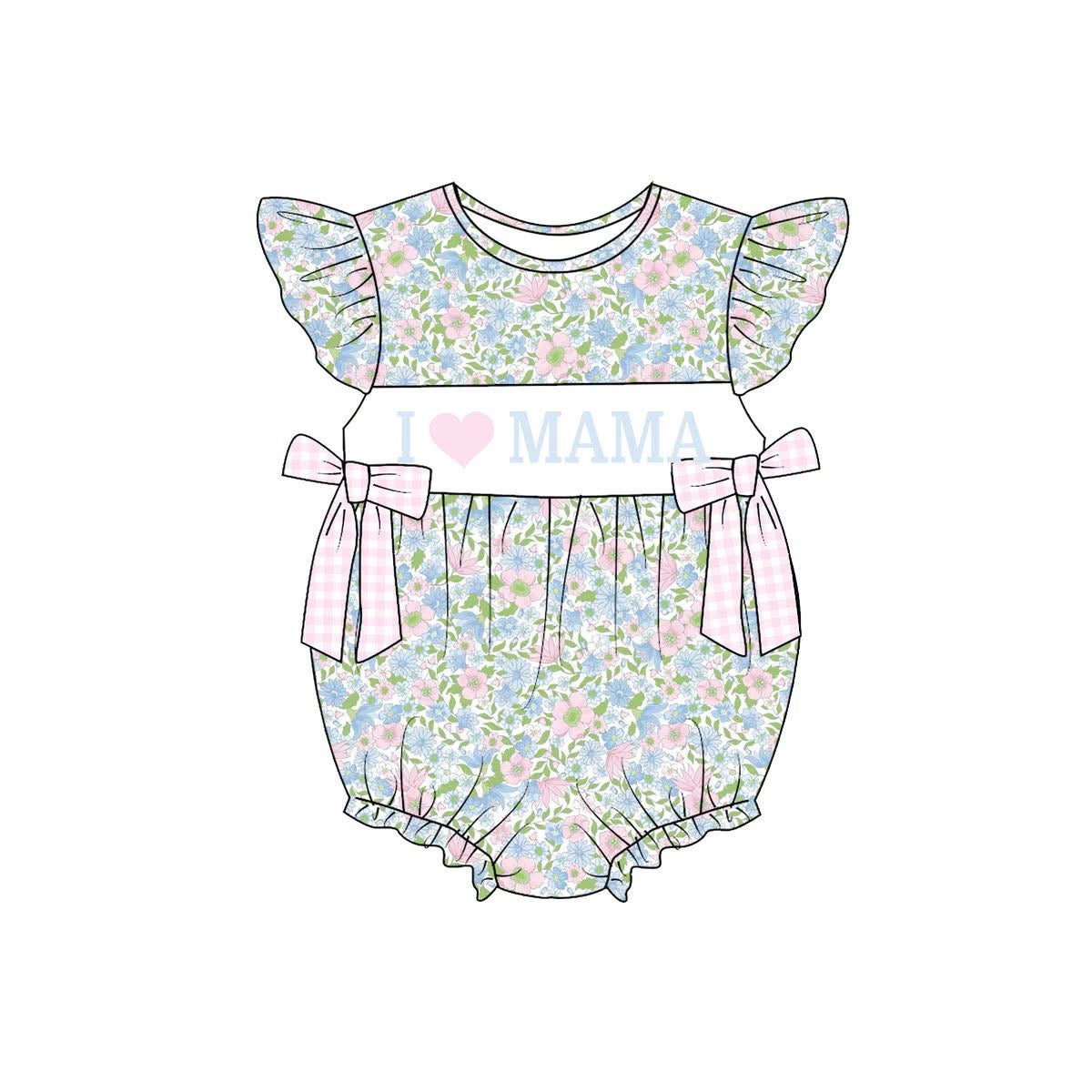 I heart mama smocked bubble