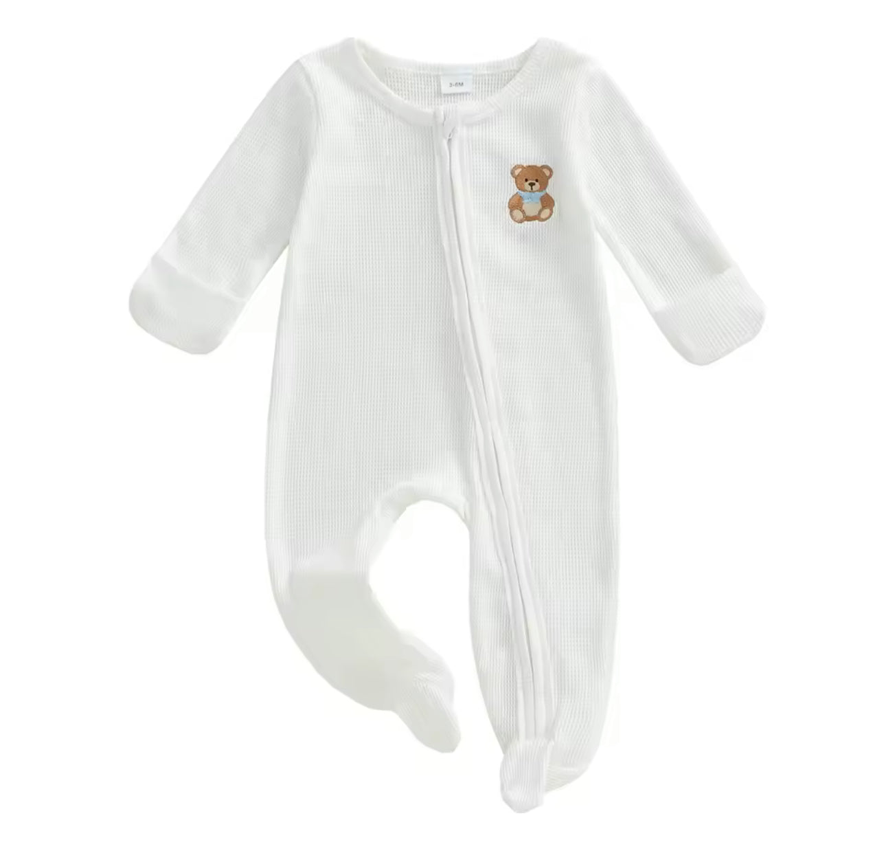 Waffle footie romper