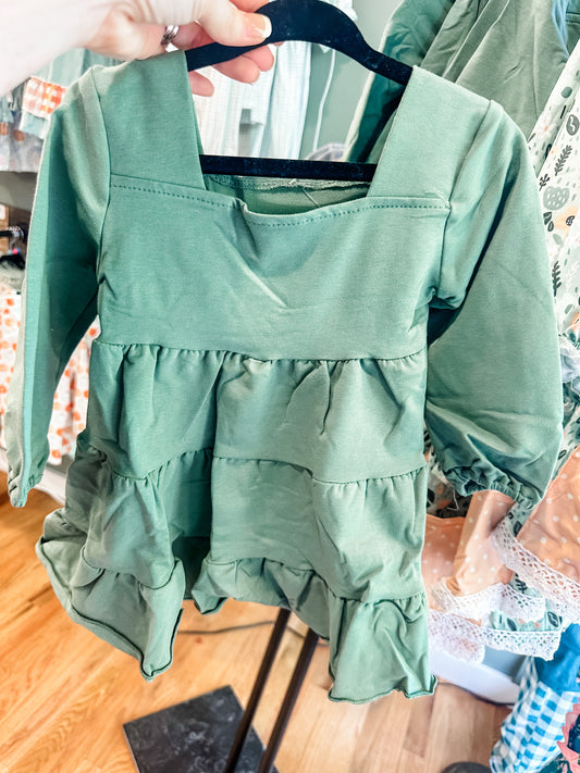 Sage tiered dress