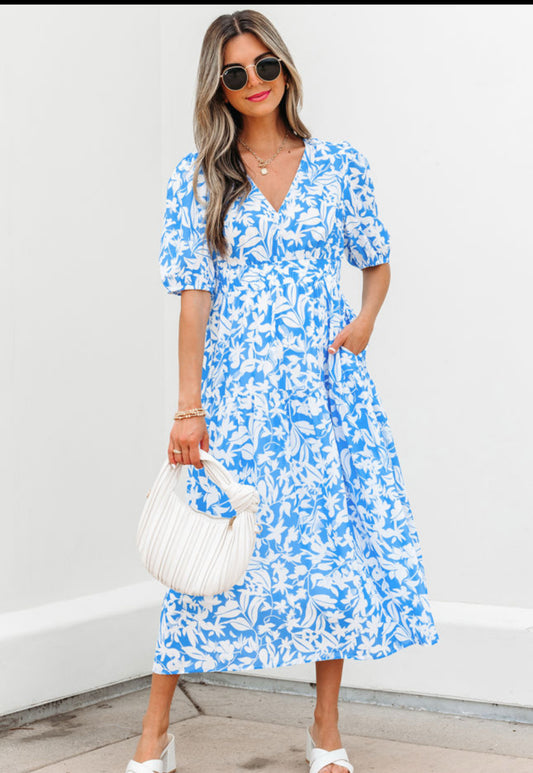 Blue floral dress