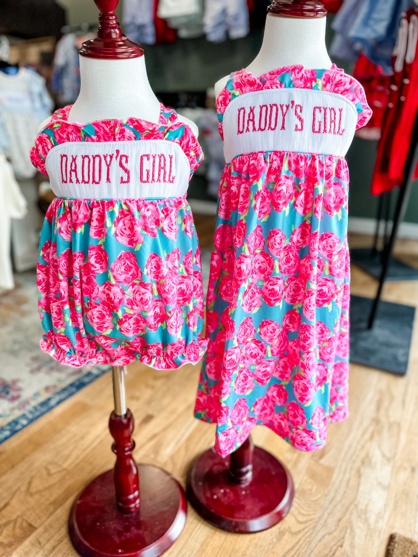 Hot pink smocked daddy’s girl dress