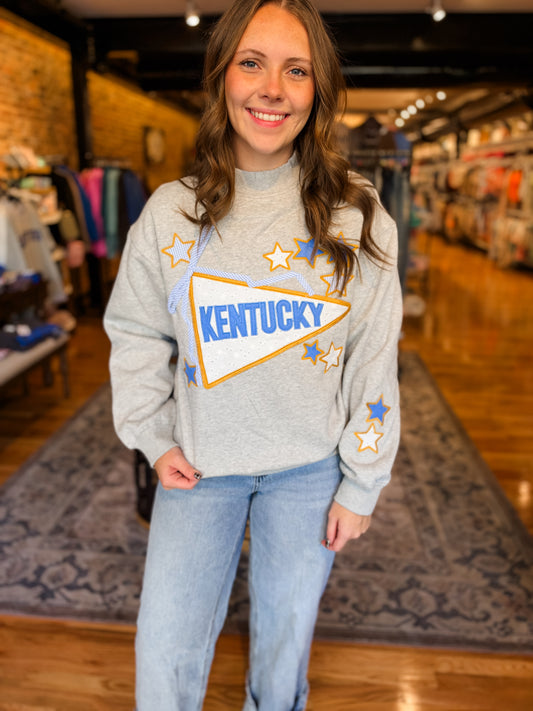 Kentucky flag star applique mock neck