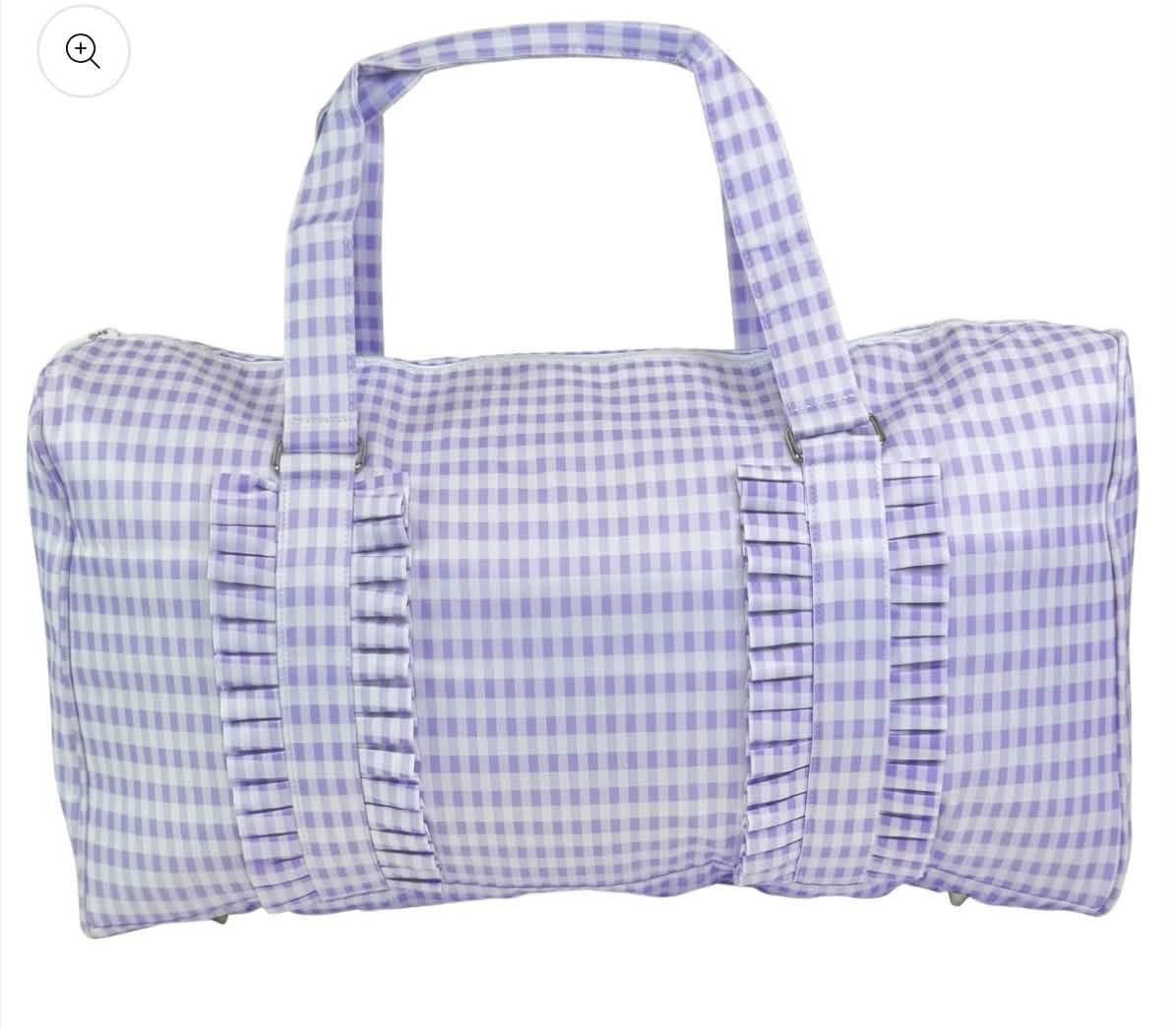 Lavender gingham duffle bag