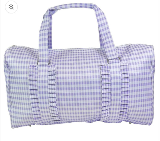 Lavender gingham duffle bag