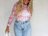 Pink floral mesh long sleeve