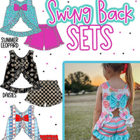 Bow back leopard short set