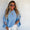 Blue sweater poncho