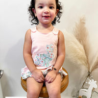 Pink floral bunny bloomer set