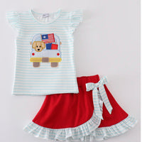 Girls puppy skort flag set