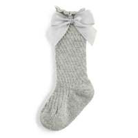 Textured bow knee socks