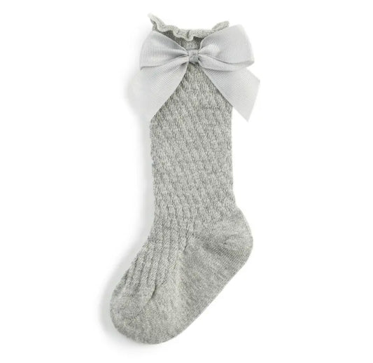 Textured bow knee socks