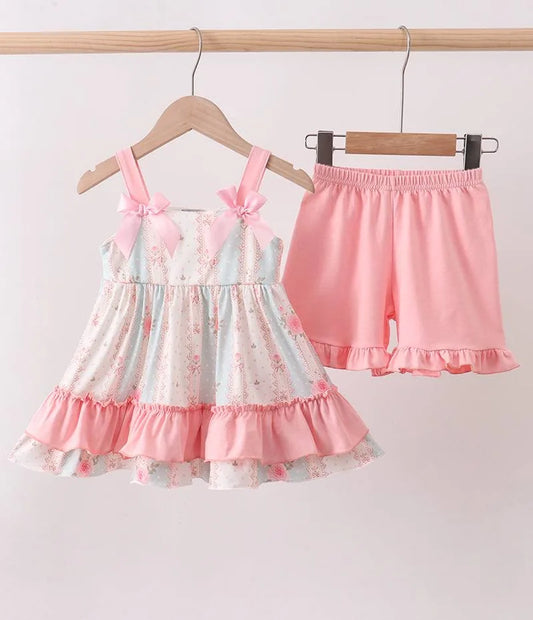 Pink floral short set