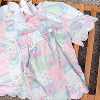 Patchwork scallop short set