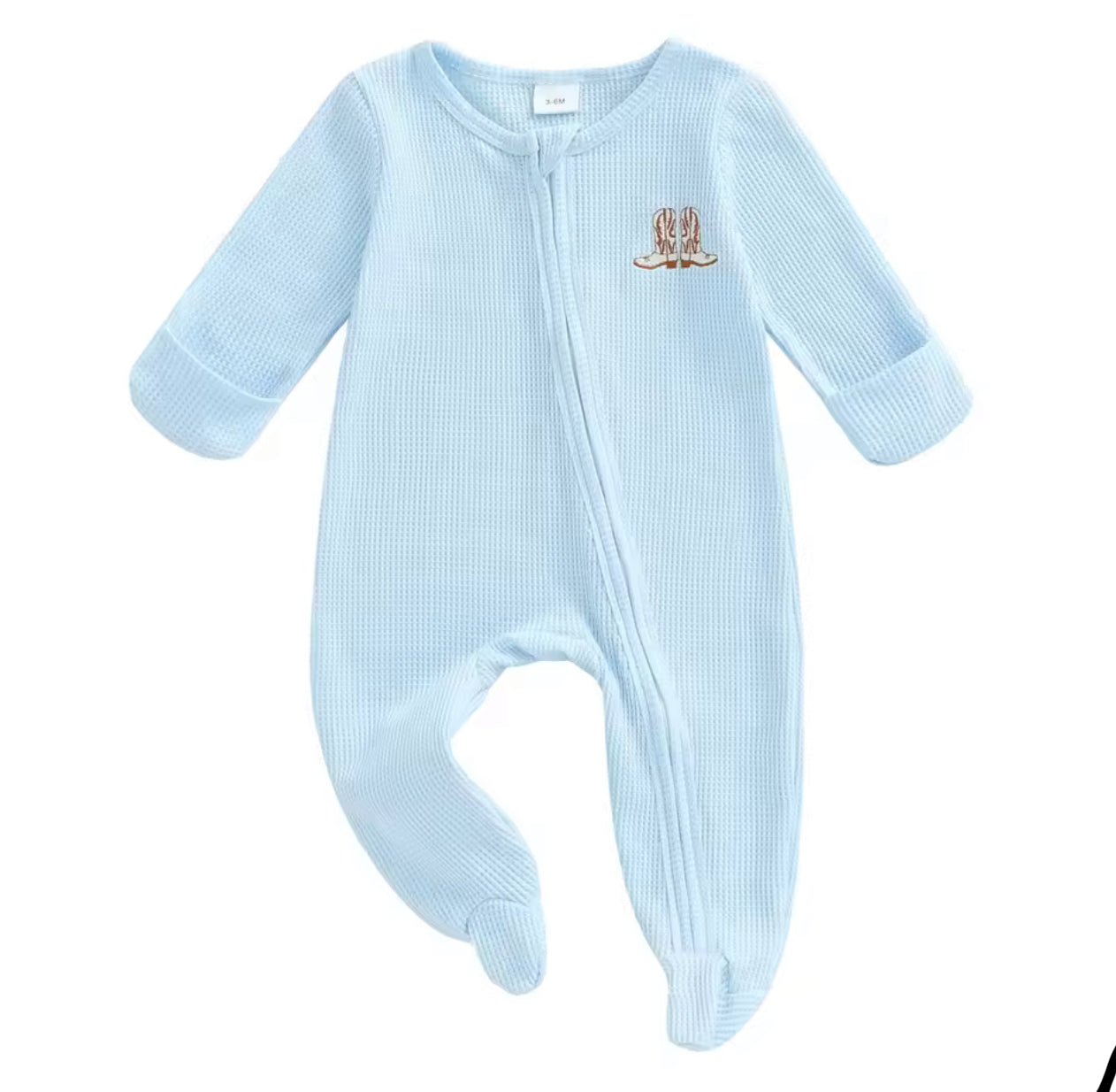Waffle footie romper