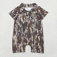 Brown/black camo romper