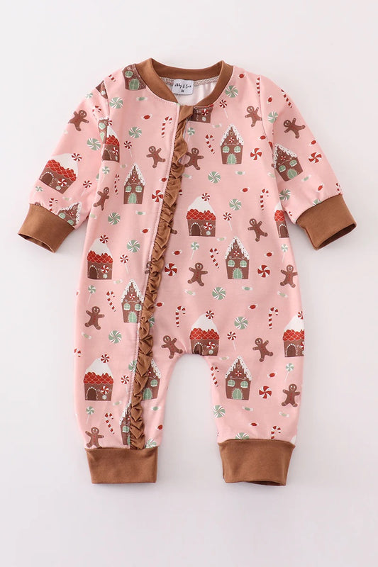 Pink Gingerbread romper