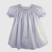 Bishop smocked dress with pearls lavender