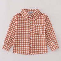 Rust plaid button down