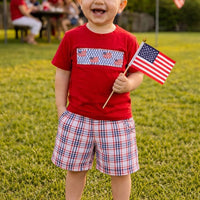 Smocked flag boys set