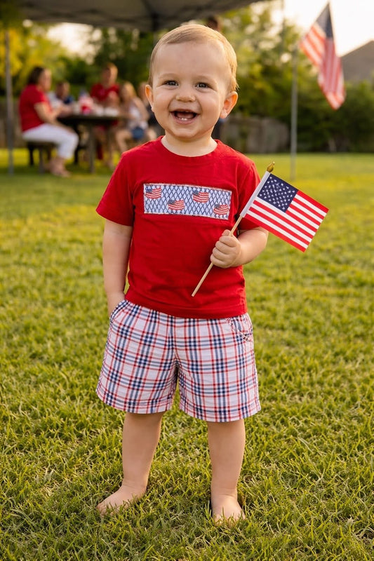 Smocked flag boys set