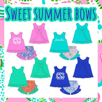 Sweet summer bow short set pink- add embroidery for $5